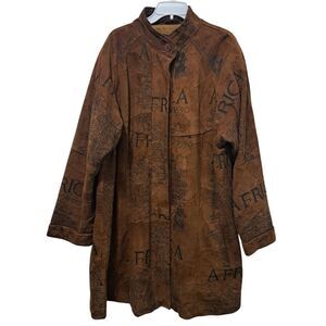Vintage The Africa Star Leather Art To Wear Runge Afro 1959 Brown Coat Free Size